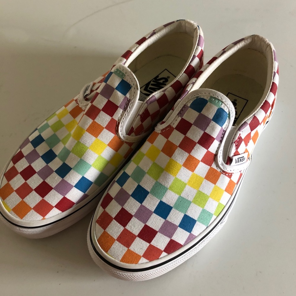 Kids Rainbow Checked Vans- Size 3